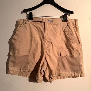 Columbia Womens XL Cargo Hiking Shorts Beige Outdoor Pockets Breathable